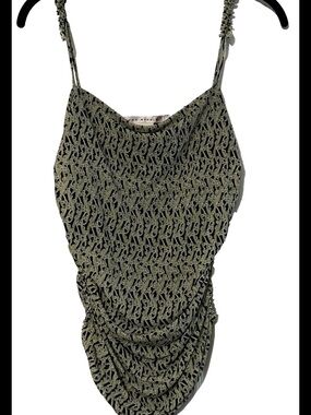 Max Studio Size M Multicolor SHIRRED & RUCHED RUFFLE STRAPS CAMI TOP